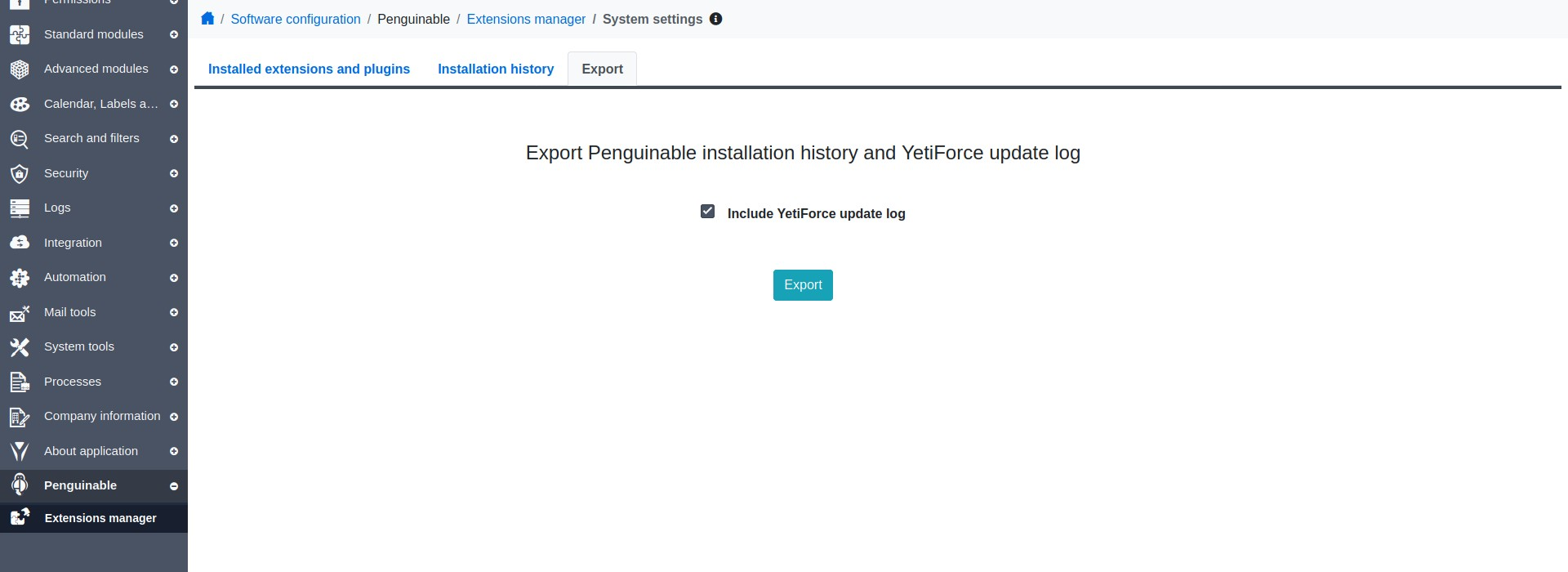 export installation history