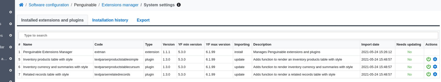 plugin list